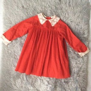 Kate Greenaway Vintage Red Dress w/ Lace